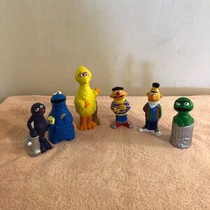 Vintage Sesame Street Ceramic Figurines Lot of 6 Bert Ernie Oscar Big Bird